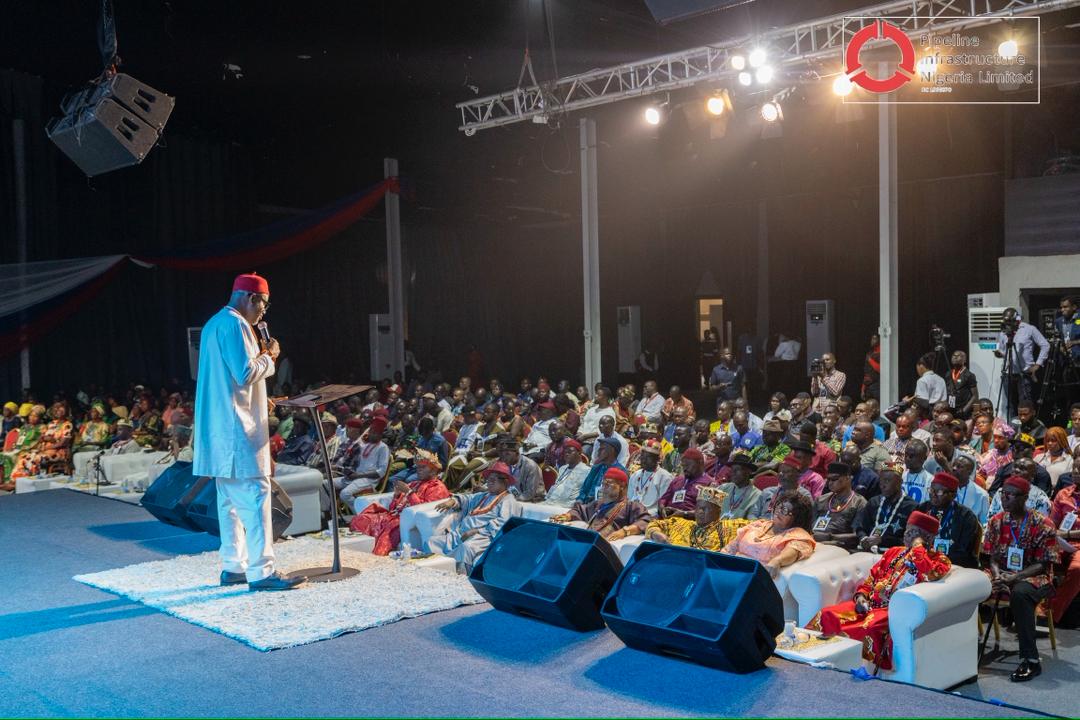 Stakeholders being addressed At the PINL stakeholders meeting held in port Harcourt